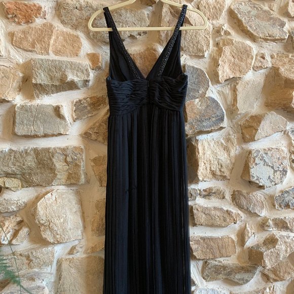 OLEG CASSINI SILK V-NECK BEAD STRAPS GOWN SZ: 4 - Picture 2 of 8